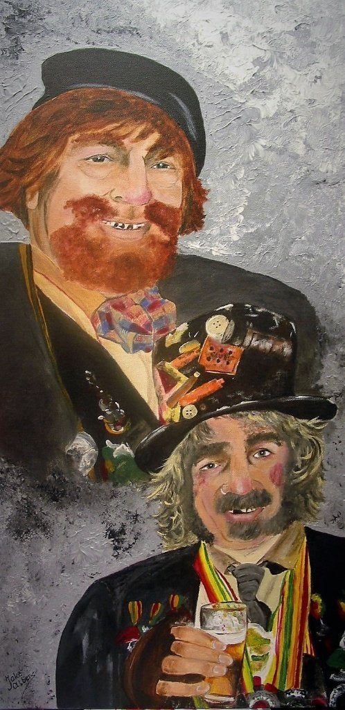Schilderij Clochards, Antiek en Kunst, Acrylverf, Doek, Portret of Personen, Realistisch