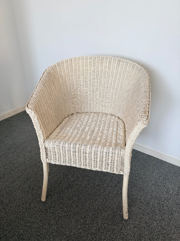 Rieten Stoel wit, Huis en Inrichting, Stoelen, Ophalen, Gebruikt, Wit, Riet of Rotan