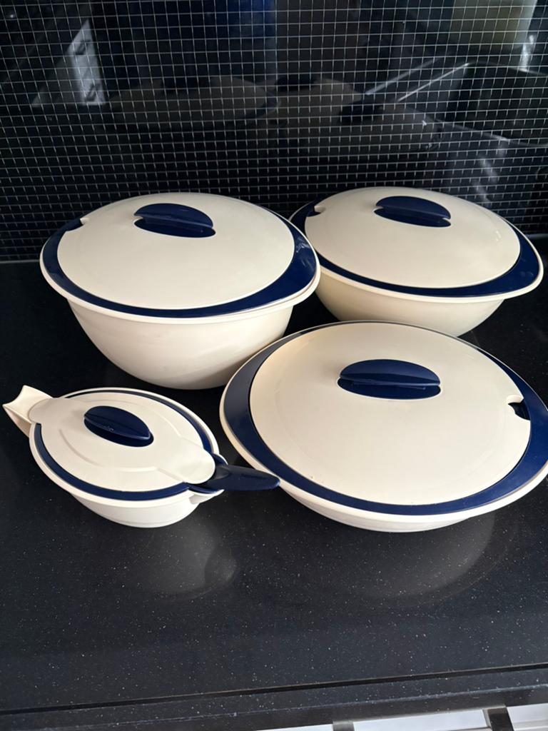 Iso duo dubbelwandige serveerschalen Tupperware, Ophalen of Verzenden, Gebruikt, Crème, Schaal