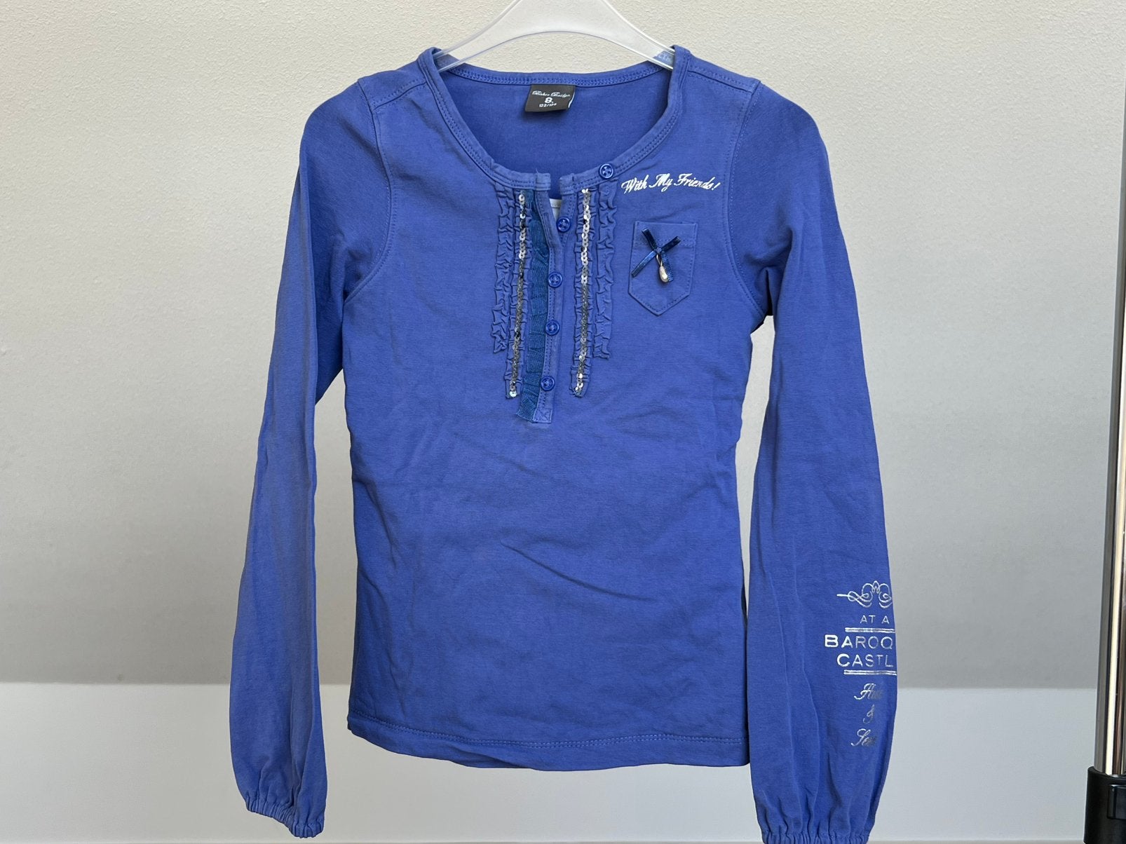Tricot shirt blauw maat 122/128 baker bridge, Ophalen of Verzenden, Zo goed als nieuw, Meisje, Shirt of Longsleeve