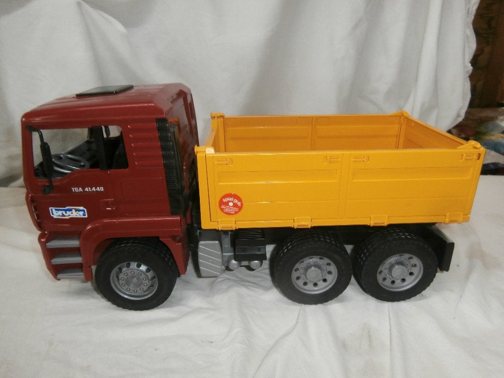 Bruder MAN TGA Kiepwagen Rood/Geel, Ophalen, Gebruikt