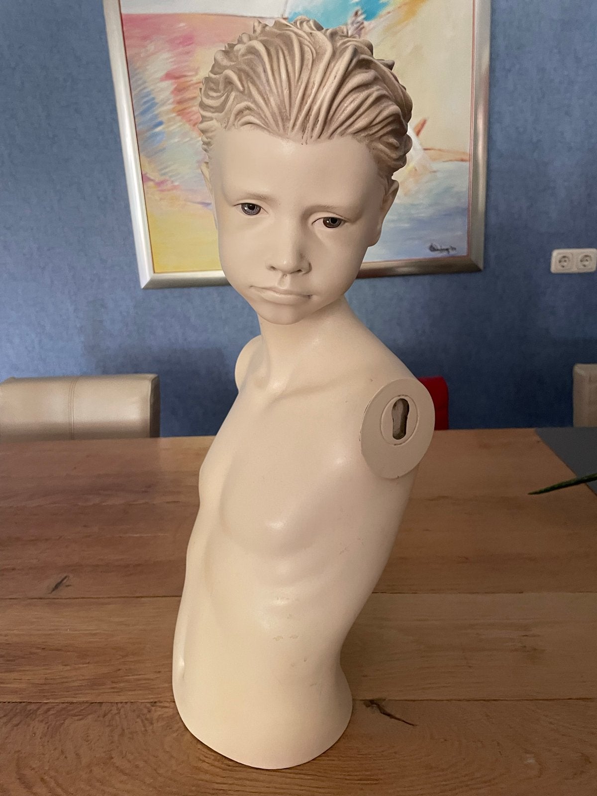 Kinderpaspop torso van kunststof met realistisch gezicht, Ophalen, Gebruikt