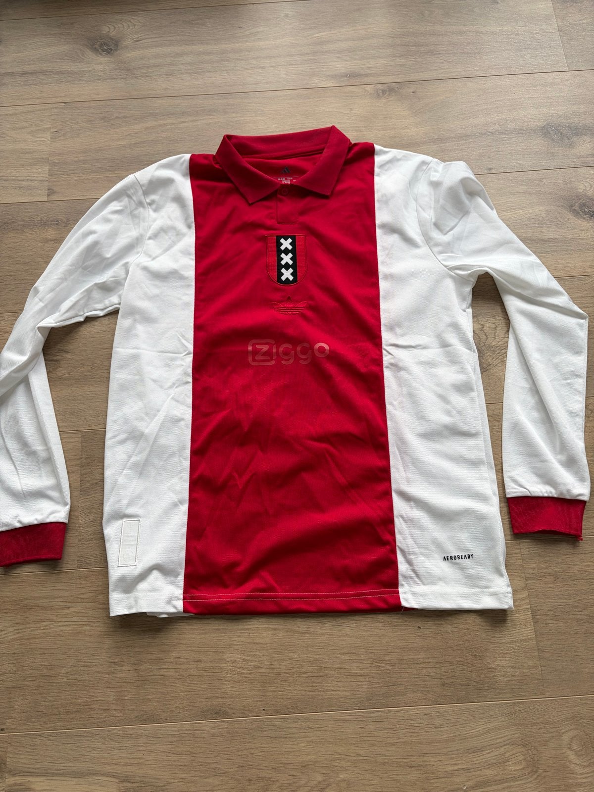 Ajax Thuisshirt Maat L - Klassiek Rood/Wit Voetbalshirt, Maat 52/54 (L), Ophalen of Verzenden, Voetbal, Gedragen