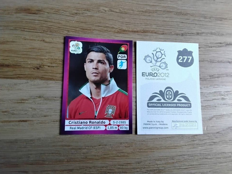 Panini Sticker Cristiano Ronaldo Portugal Euro 2012, Ophalen of Verzenden, Zo goed als nieuw, Poster, Plaatje of Sticker