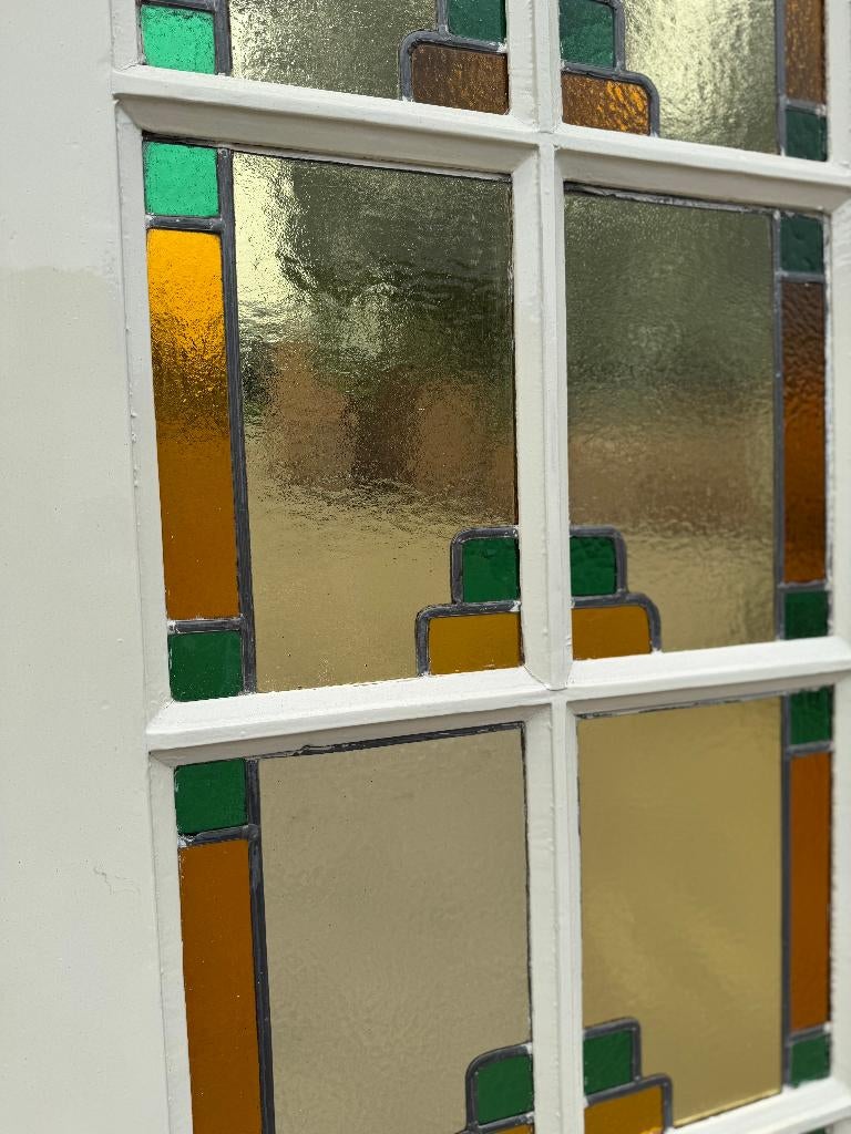 Set schuif / en-suite deuren met glas in lood 212x145cm., Ophalen