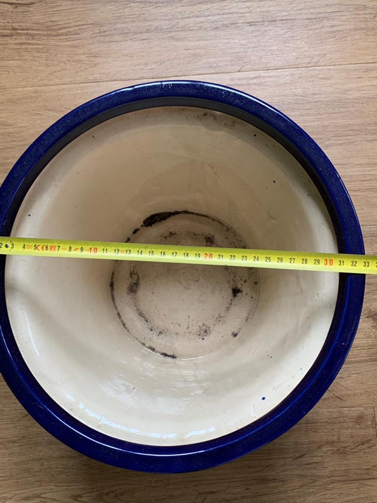 Grote en kleine blauw-witte bloempotten, 25 tot 40 cm, Gebruikt, Rond, Binnen