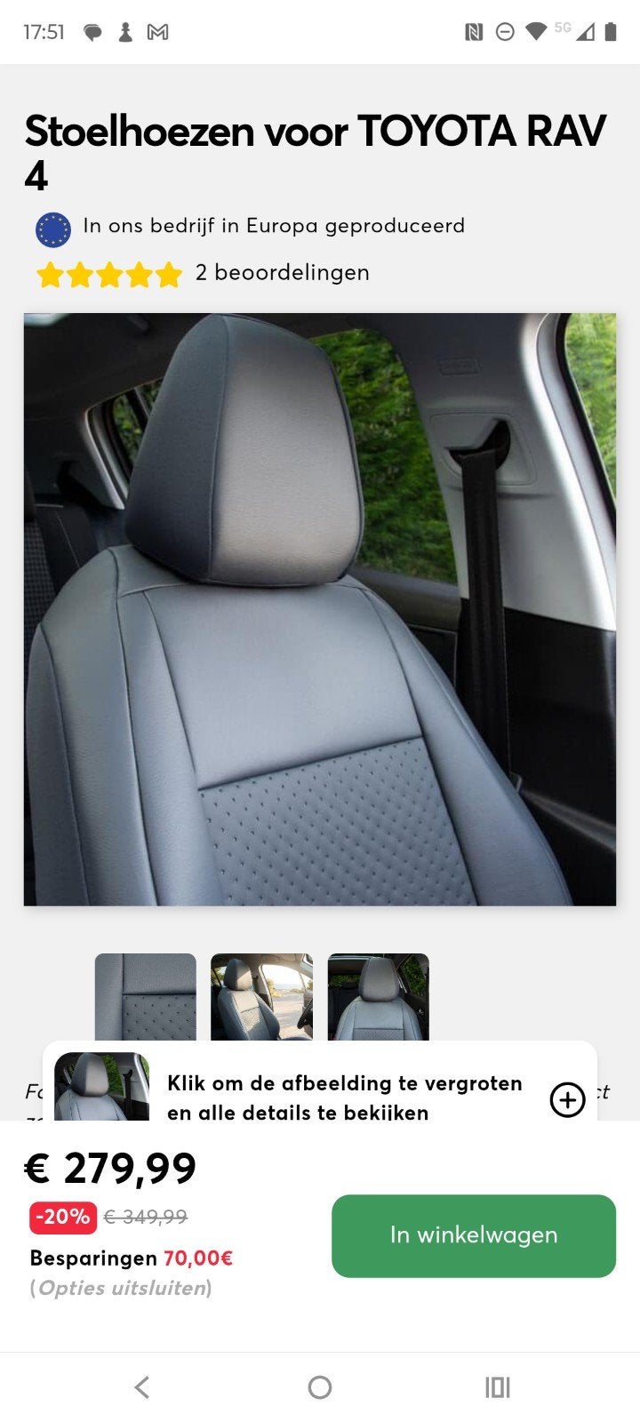 Complete set stoelhoezen Toyota RAV4  lange, Auto-onderdelen, Ophalen of Verzenden, Nieuw