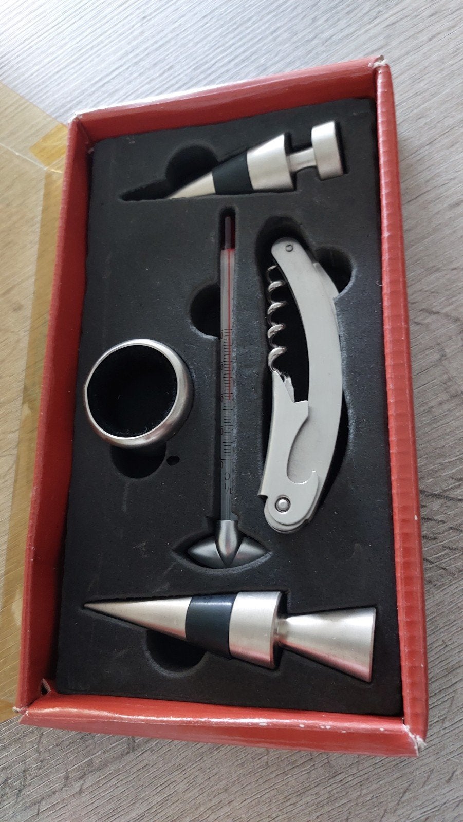 Wijnaccessoires set met kurkentrekker en thermometer, Zilver, Ophalen of Verzenden, Metaal, Overige merken