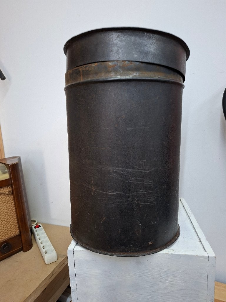 antieke metalen as bus /trommel uit jaren 40, Antiek en Kunst, Curiosa en Brocante, Ophalen of Verzenden