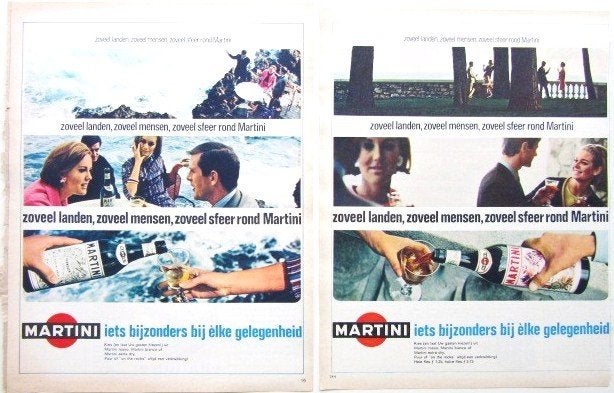 8 vintage reclames Martini drank 1962-1967 Iets bijzonder, Ophalen of Verzenden, Gebruikt, Gebruiksvoorwerp