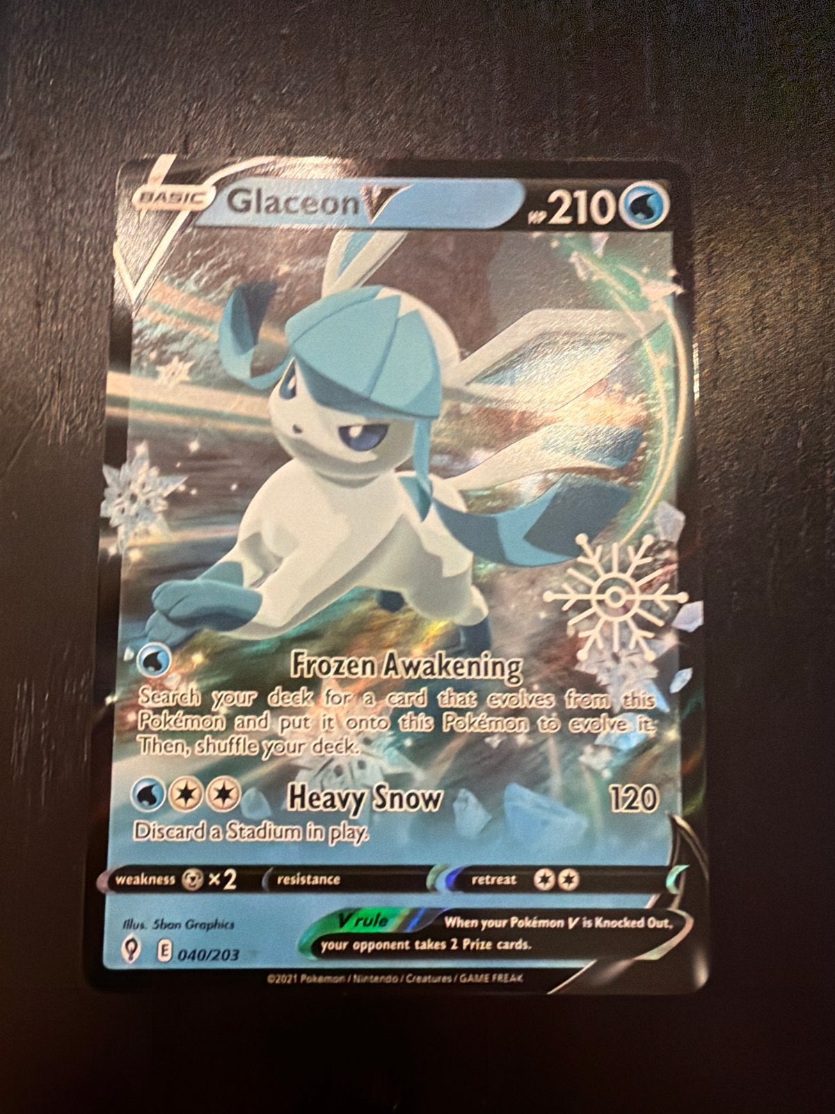 Glaceon V Pokémon Kaart - Frozen Awakening, Ophalen of Verzenden, Zo goed als nieuw, Losse kaart
