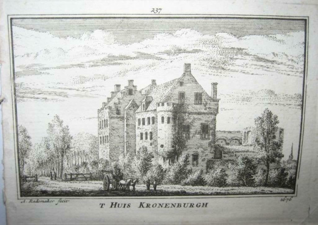 237 / Loenen  huis Kronenburg Kopergravure  18e Eeuw, Ophalen of Verzenden