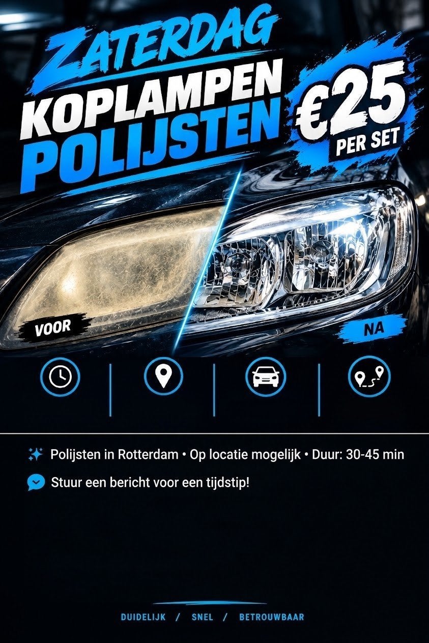 koplampen polijsten per set €25 DIT WEEKEND NOG PLEK, Ophalen, Nieuw