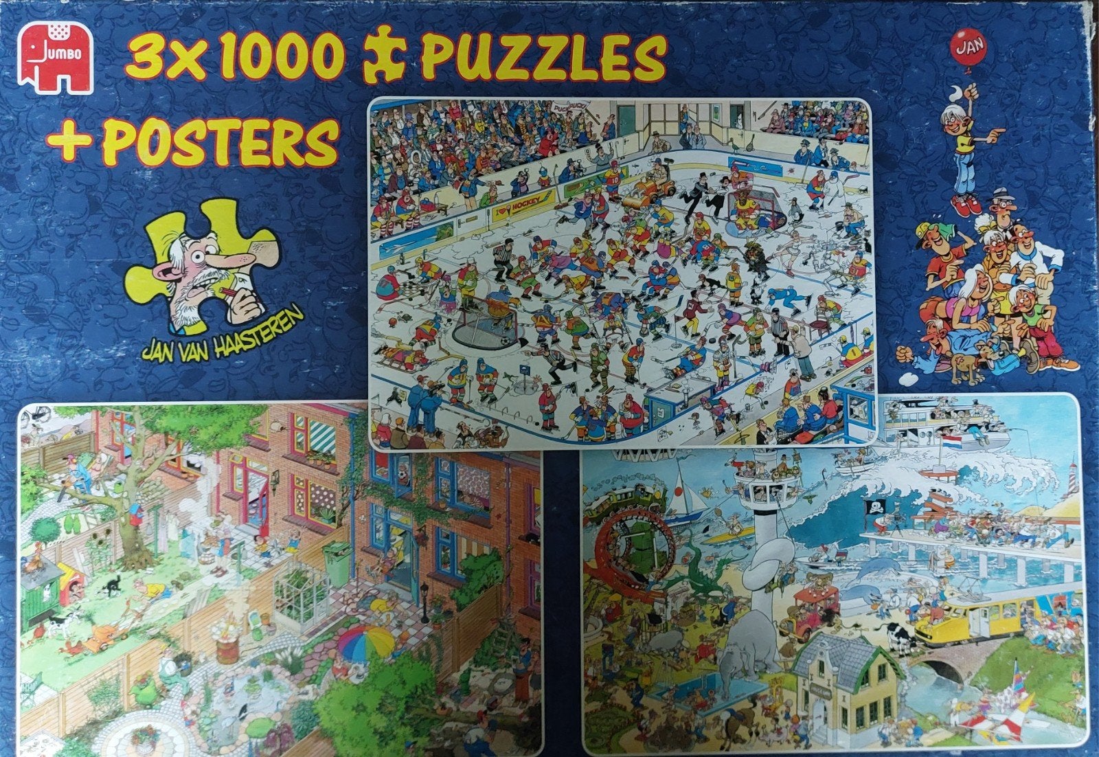 Jan van Haasteren 3 in 1, Hobby en Vrije tijd, Ophalen, 500 t/m 1500 stukjes, Zo goed als nieuw, Legpuzzel