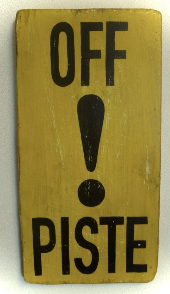 Handgeschilderd après ski bord / wintersport / Off Piste, 25 cm, Vintage, Decoratieobject, Ophalen of Verzenden