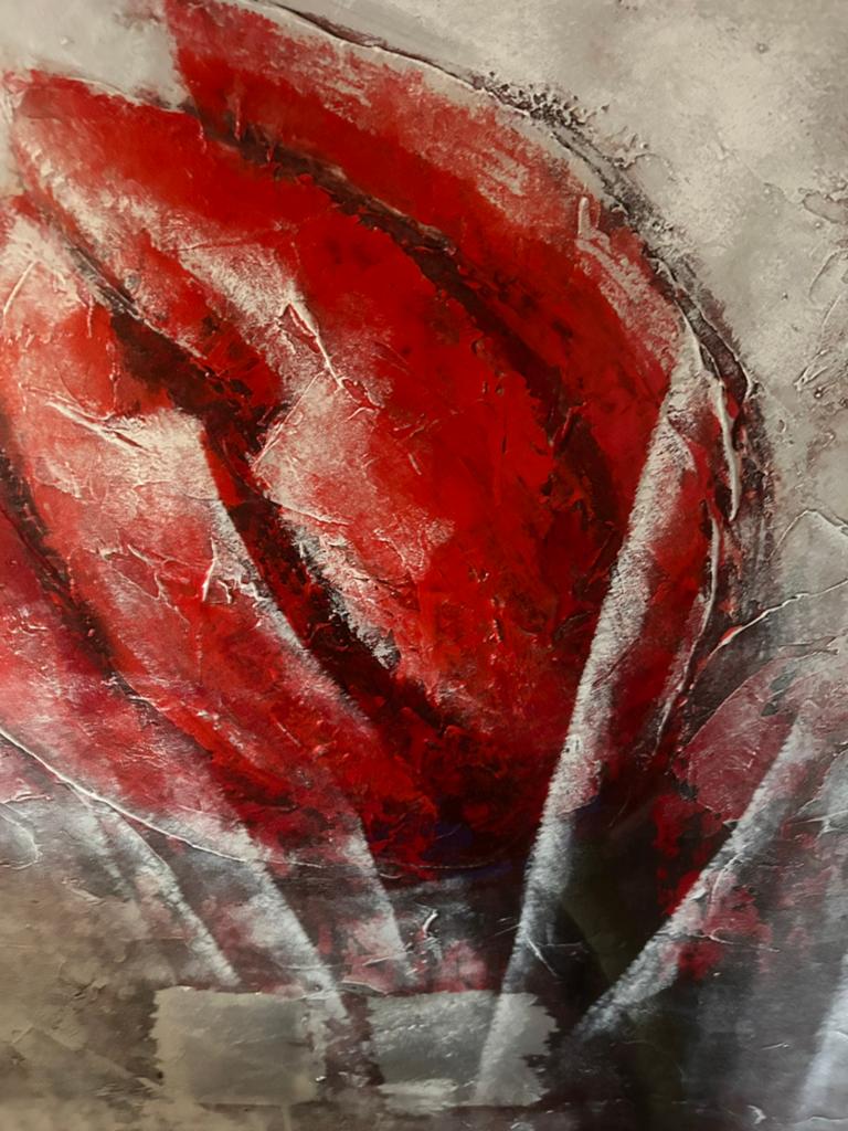 Prachtig schilderij met rode tulp, Ophalen