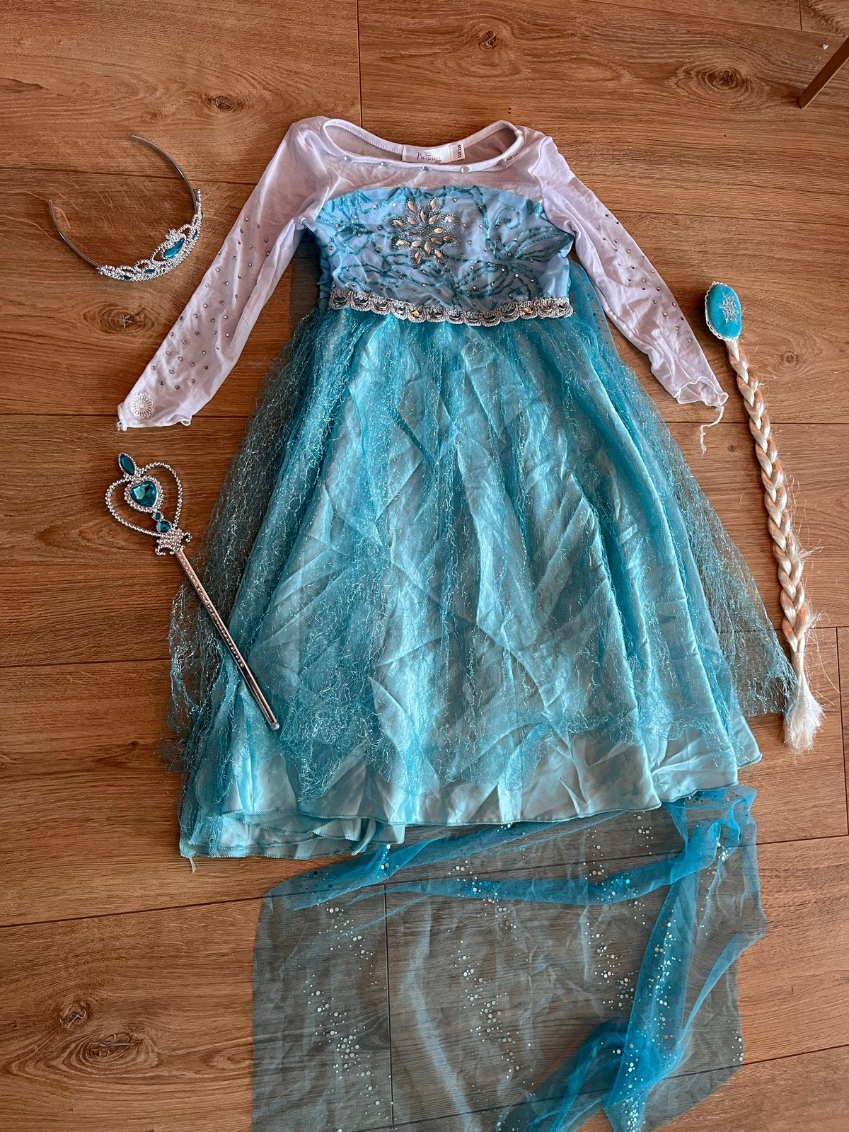 Frozen verkleedkleding met accessoires (4-7 jaar), Ophalen of Verzenden, Gebruikt, 110 t/m 116, Meisje
