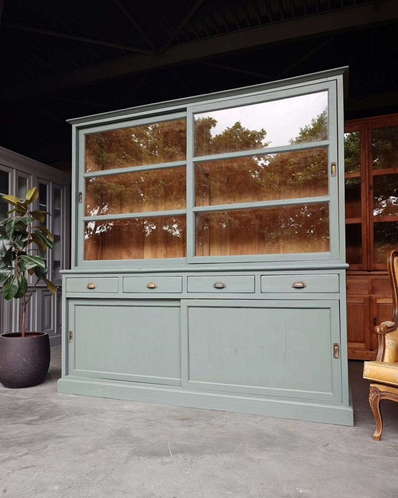 Winkelkast | Buffetkast "Eucalyptus" groen/grijs/blauw #0442, Glas, Met deur(en), -, 200 cm of meer