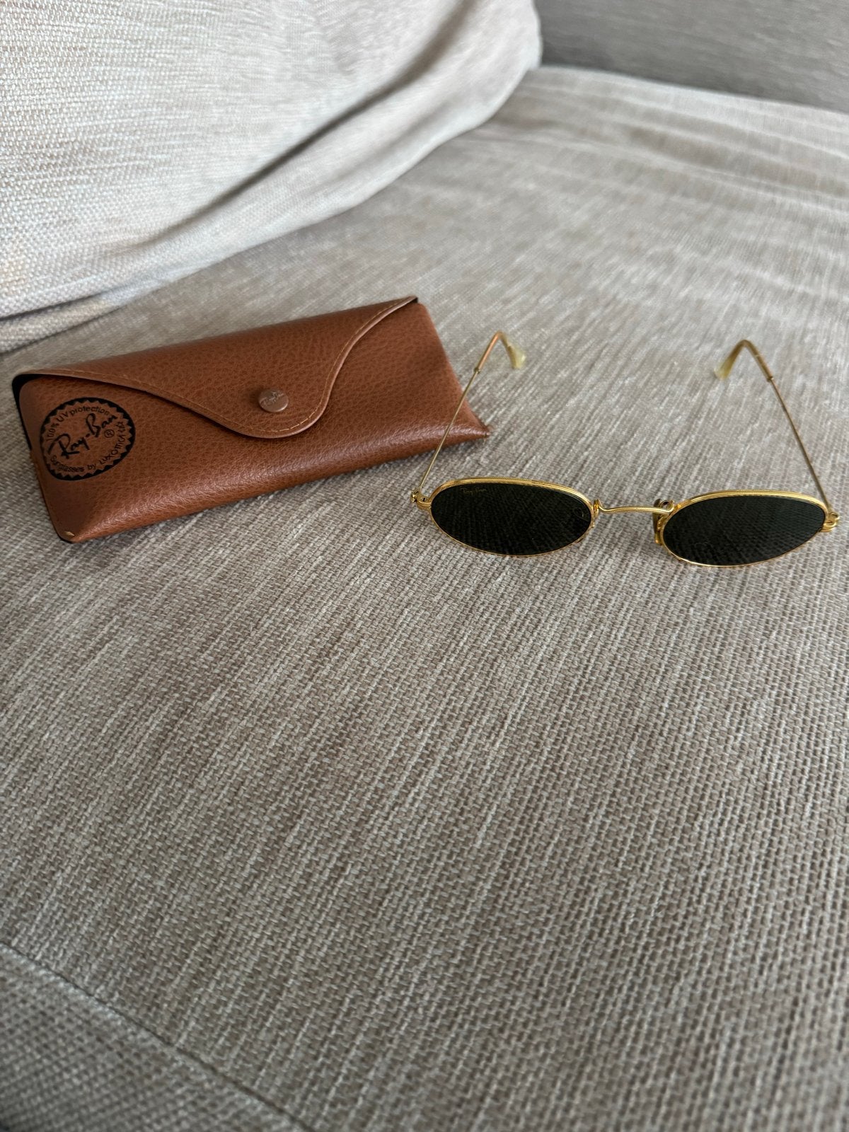 Vintage Ray-Ban B&L USA Zonnebril Goudkleurig Ovaal, Zonnebril, Overige kleuren, Ophalen of Verzenden, Zo goed als nieuw
