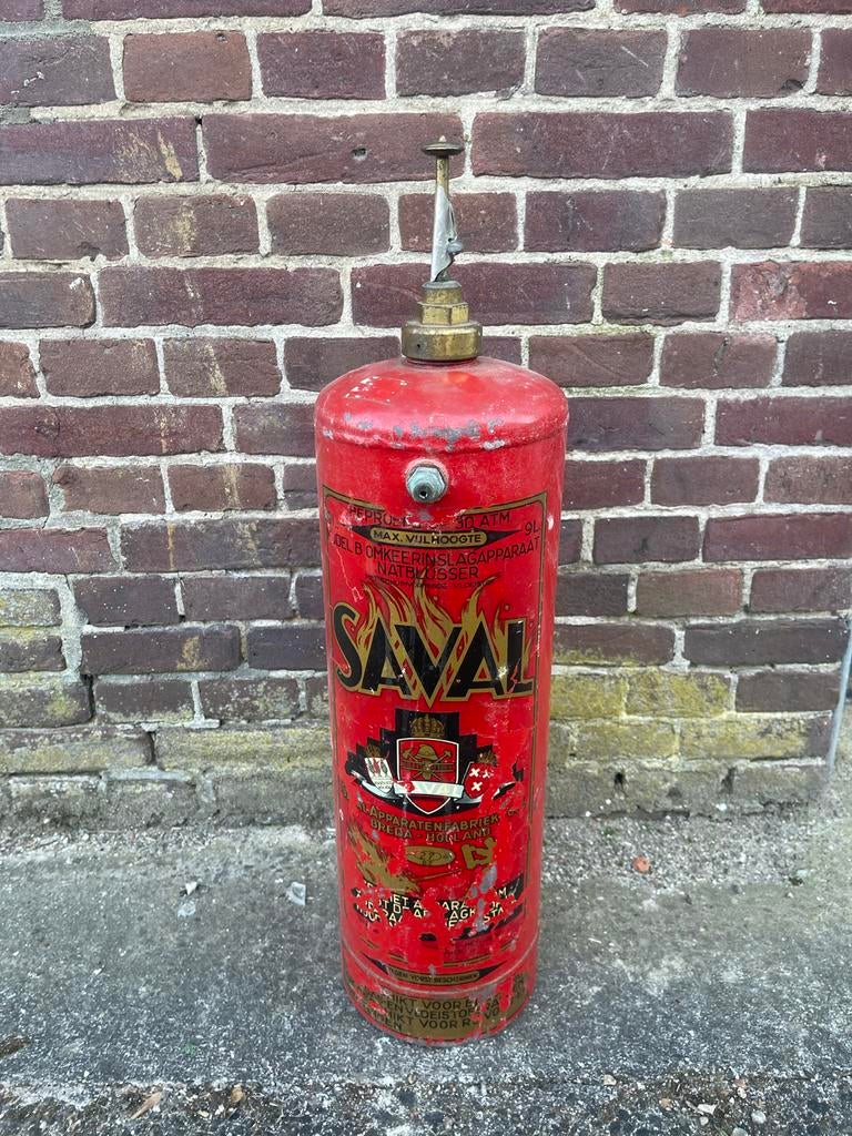 Oude Saval brandblusser - Decoratief item, Ophalen of Verzenden, Gebruikt, Brandblusser