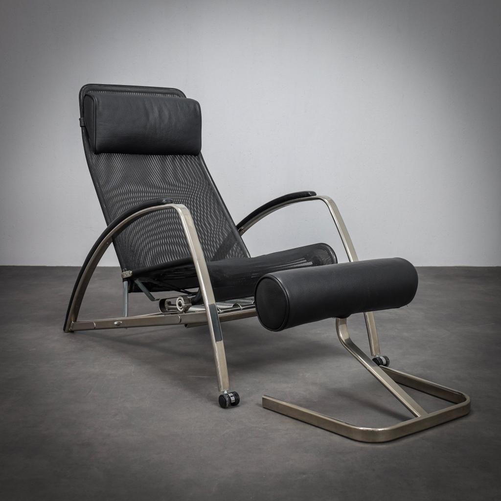 Design Fauteuil Lounge Chair met Ottoman Tecta, Ophalen, Gebruikt, Leer, Design