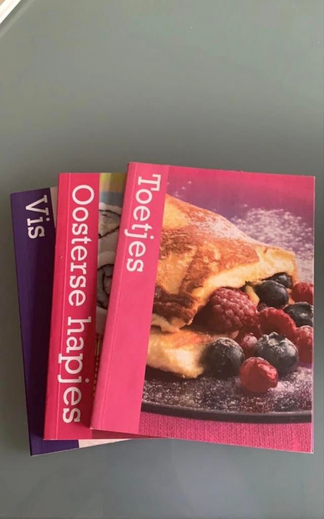 Kookboeken: Vis, Oosterse hapjes, Toetjes (set van 3), Boeken, Ophalen of Verzenden, Gelezen, Azië en Oosters, Hoofdgerechten