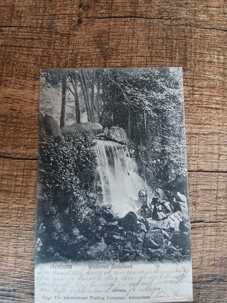 Oude Ansichtkaart Arnhem Waterval Sonsbeek Gelopen, Ophalen of Verzenden, Voor 1920, Gelopen, Gelderland