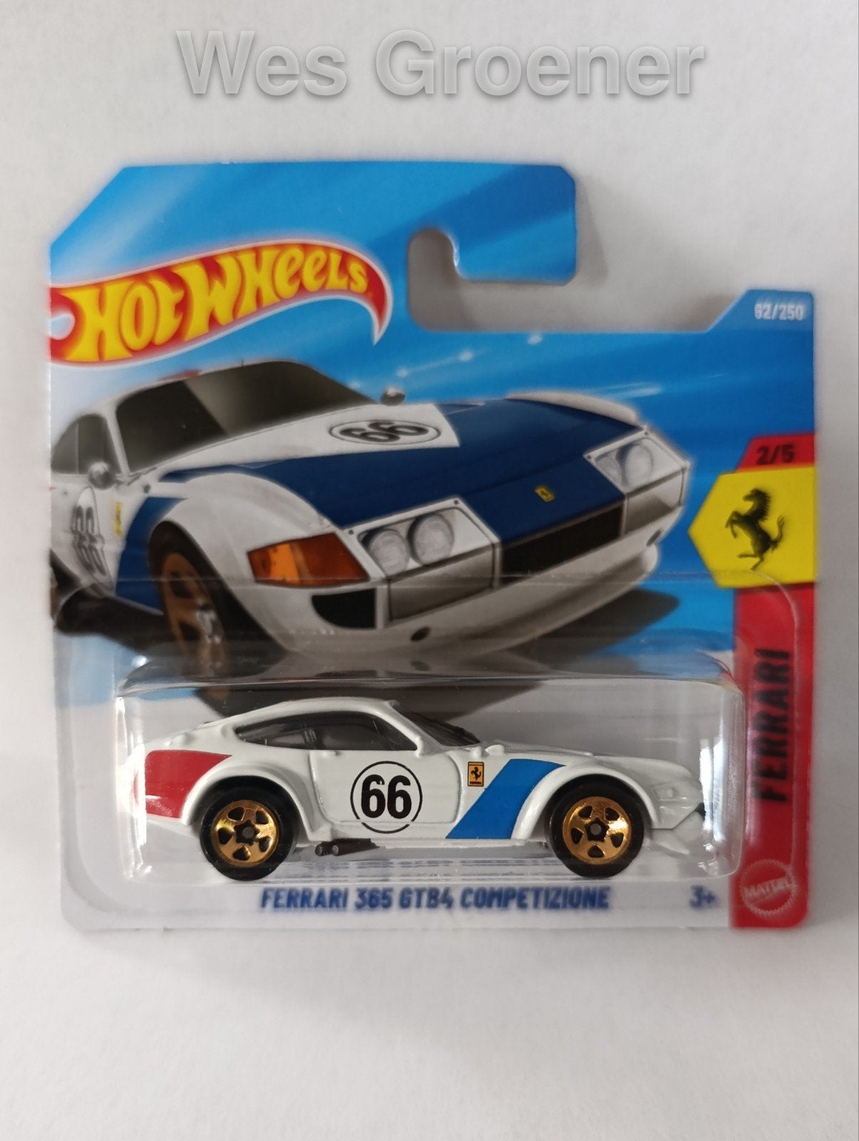 Ferrari 365 GTB4 Competizione Wit Hotwheels, Ophalen of Verzenden, Zo goed als nieuw, Auto
