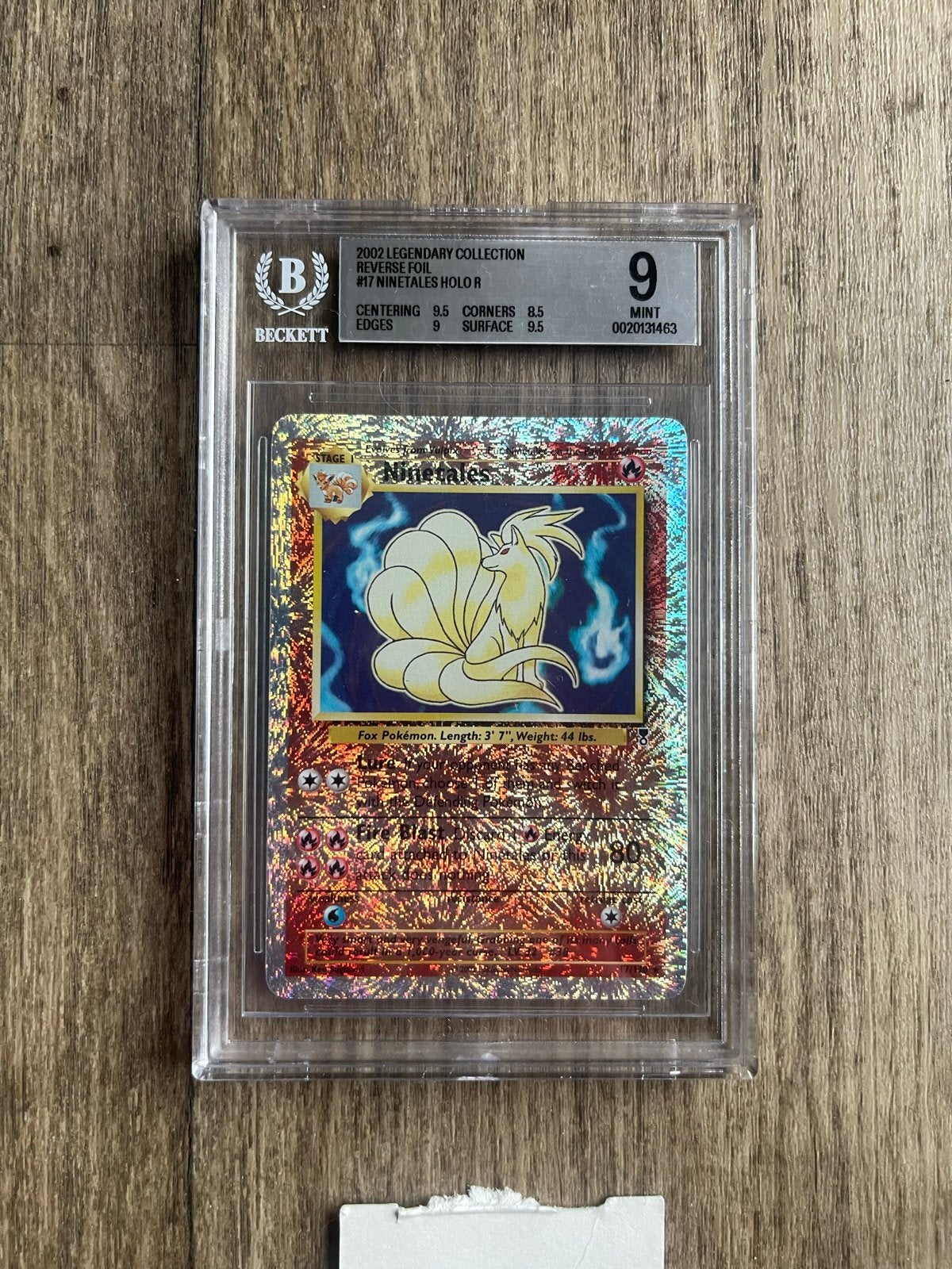 Ninetales 17/110 Legendary Collection Reverse Holo BGS 9, Ophalen of Verzenden, Zo goed als nieuw, Losse kaart, Foil