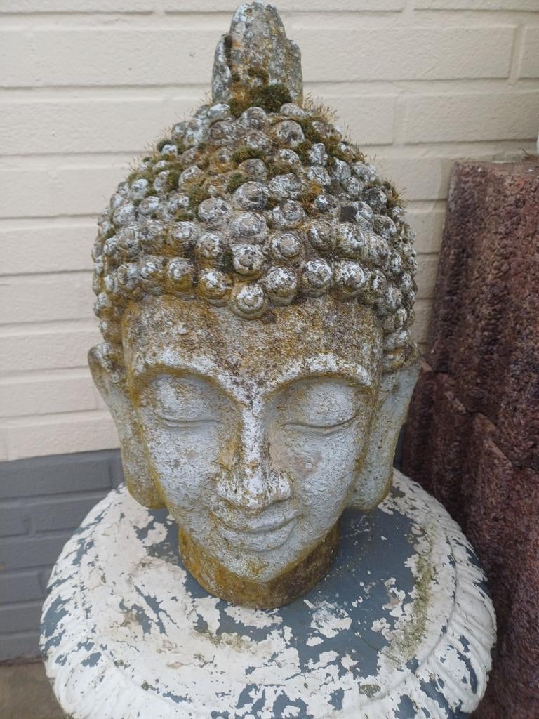 Groot beeld boeddha hooft voor buiten, Tuin en Terras, Tuinbeelden, Ophalen of Verzenden
