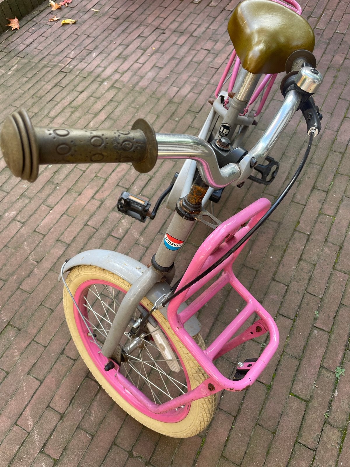 Lola kinderfiets - Roze/Grijs - Gebruikt, Ophalen, Gebruikt, Velgrem, 16 tot 20 inch