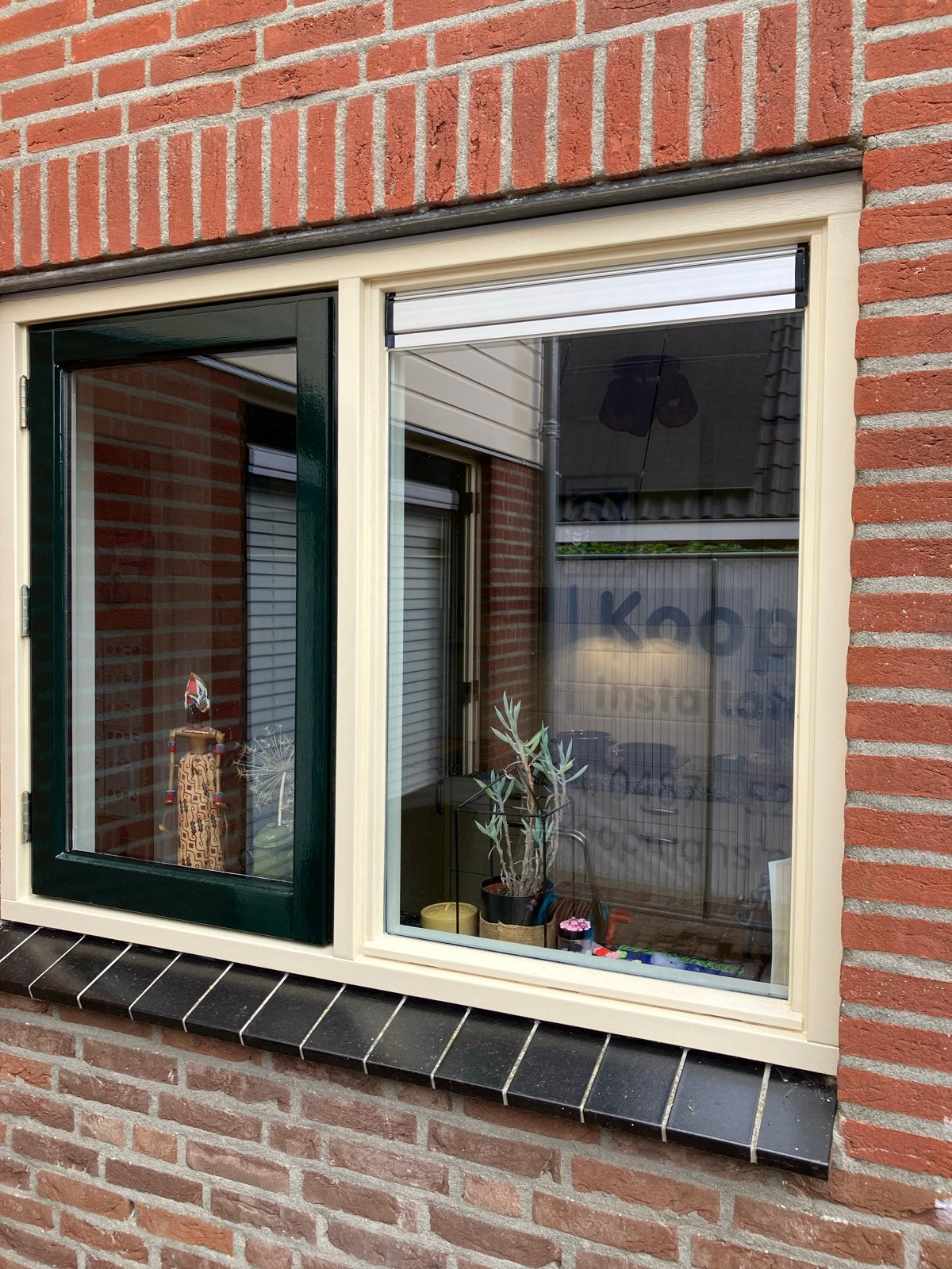 Houten buitenkozijn HR++, jaren '30 stijl - 150x116cm, Gebruikt, Raamkozijn, 150 tot 225 cm, Inclusief glas