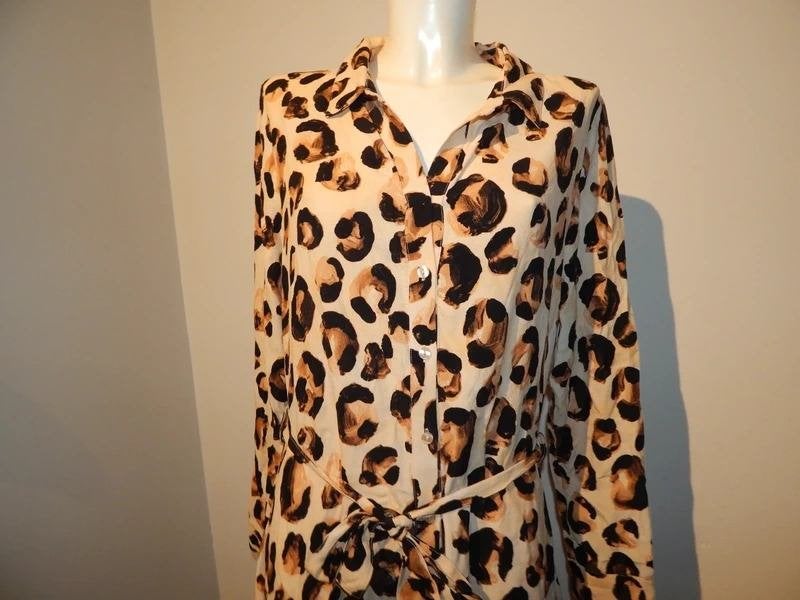 Fabienne Chapot door knoop jurk animal print ZGAN M, Maat 38/40 (M), Zo goed als nieuw, Fabienne Chapot, Meerkleurig