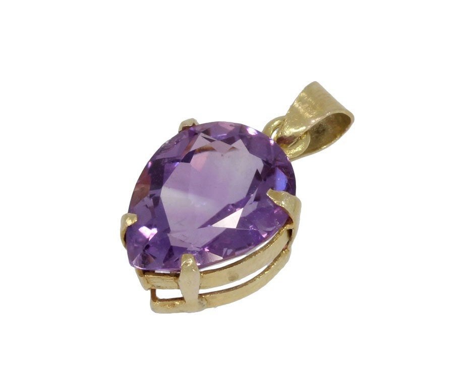 Amethist 14k gouden edelsteen design ketting hanger dames, Ophalen of Verzenden, Zo goed als nieuw, Met edelsteen, Info@voordeelsieraden.nl