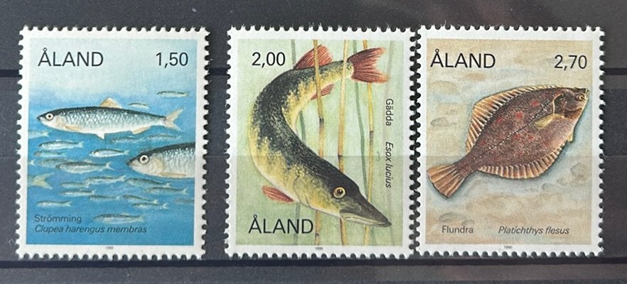 Aland. Postfrisse serie vissen, Verzenden, Finland, Postfris