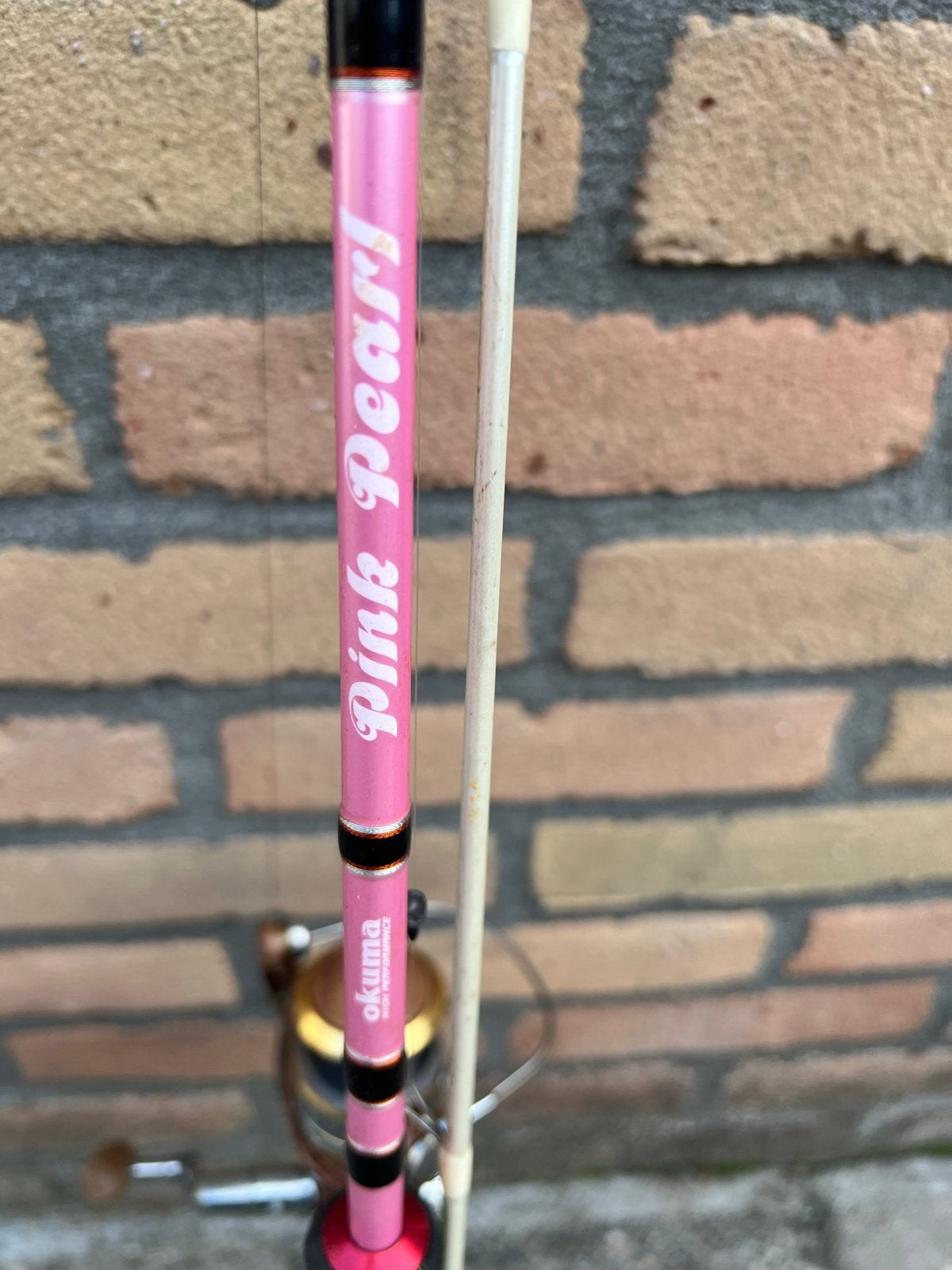 Okuma Pink Pearl Werphengel met Osprey Molen, Ophalen, Zo goed als nieuw, Complete hengel