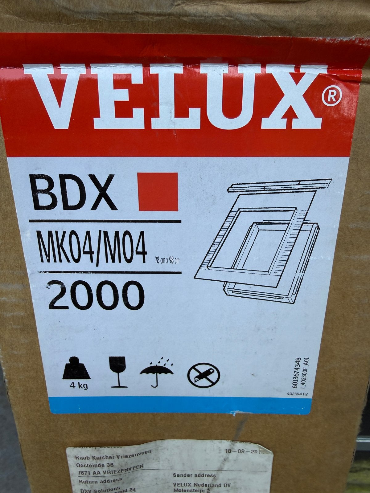Velux BDX MK04/M04 2000 Dakraam Inbouwframe 78x98 cm, Ophalen, Minder dan 80 cm, 80 tot 120 cm, Nieuw
