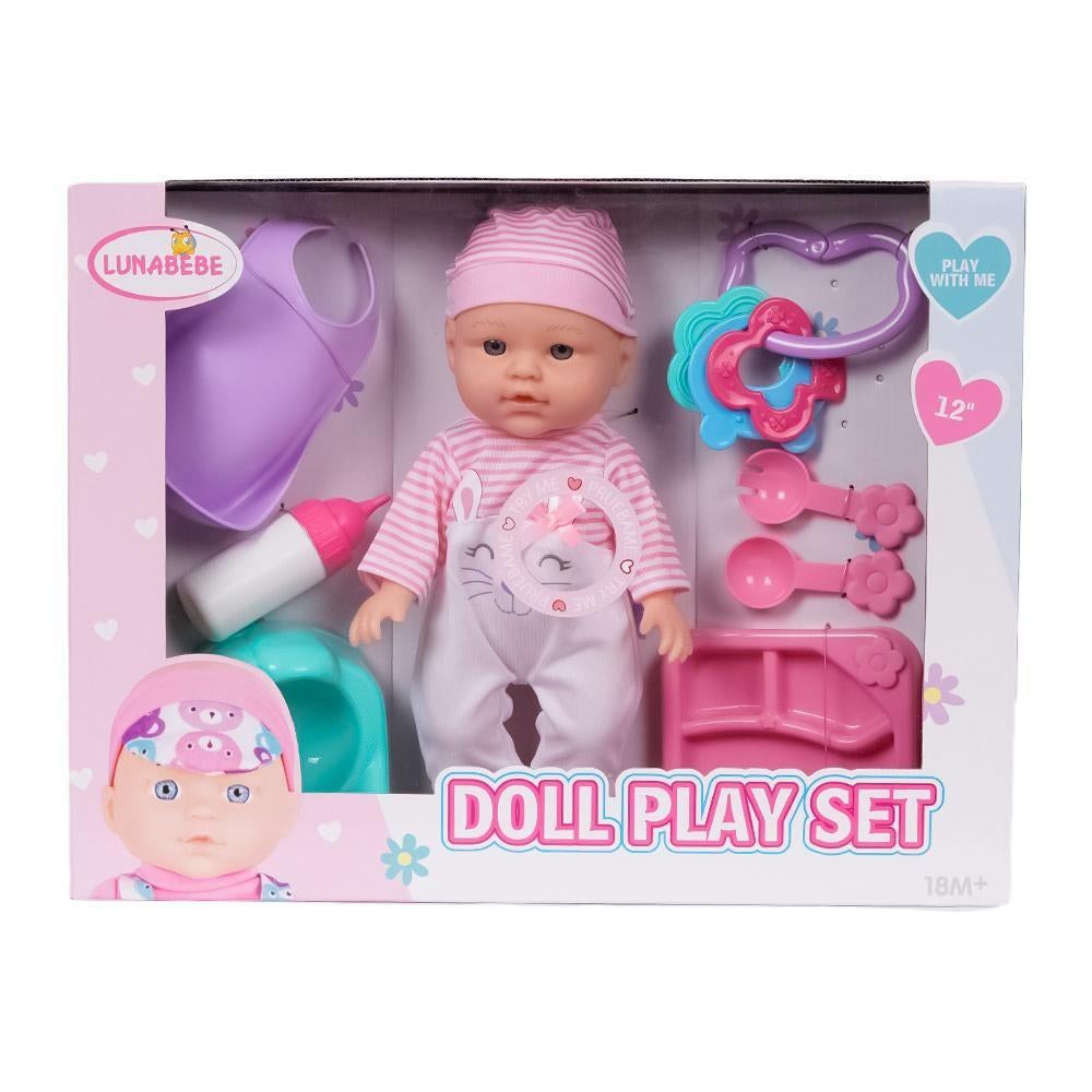 Lunabebe Baby Pop Speelset plas pop  Paars of roze, Ophalen of Verzenden, Nieuw, Babypop