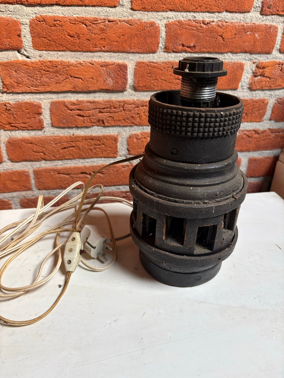 Antiek wagenwiel lamp, Antiek en Kunst, Ophalen of Verzenden