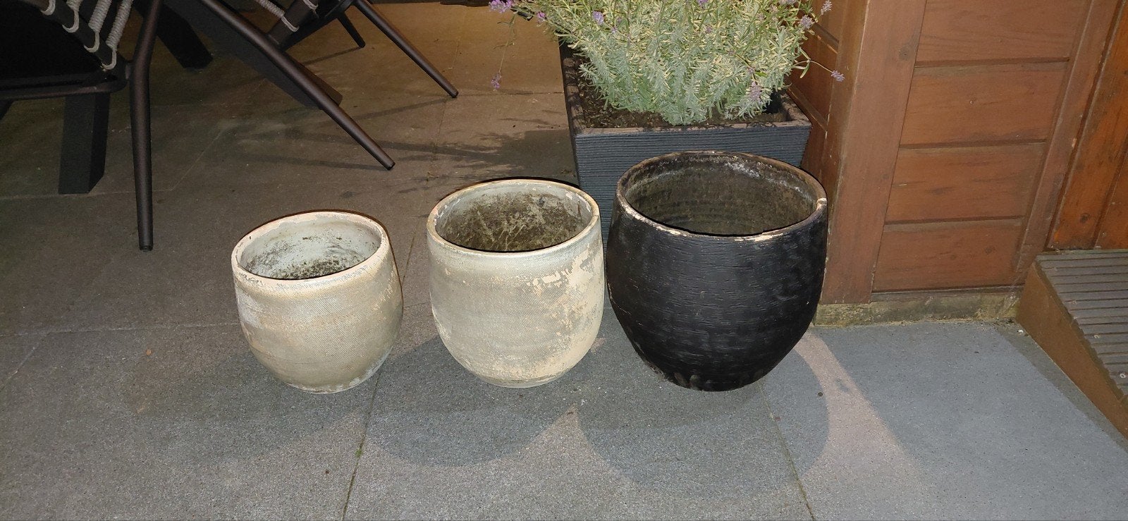 3 bloem / planten potten, Tuin en Terras, Ophalen, Gebruikt, Rond, Binnen