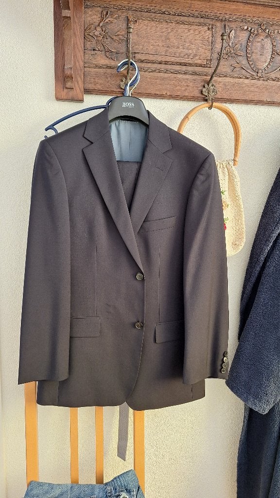 Hugo Boss zwart kostuum maat 48, Ophalen, Maat 48/50 (M), Zwart, Zo goed als nieuw