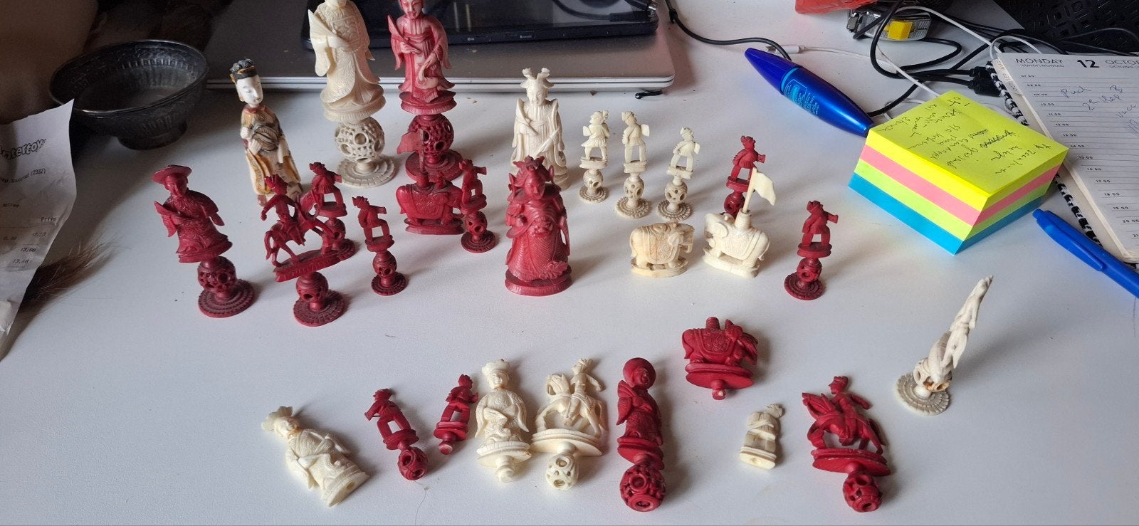 Antiek Chinees schaakspel, Minder dan 20 cm, Natuurlijk materiaal, Ophalen of Verzenden, Scène