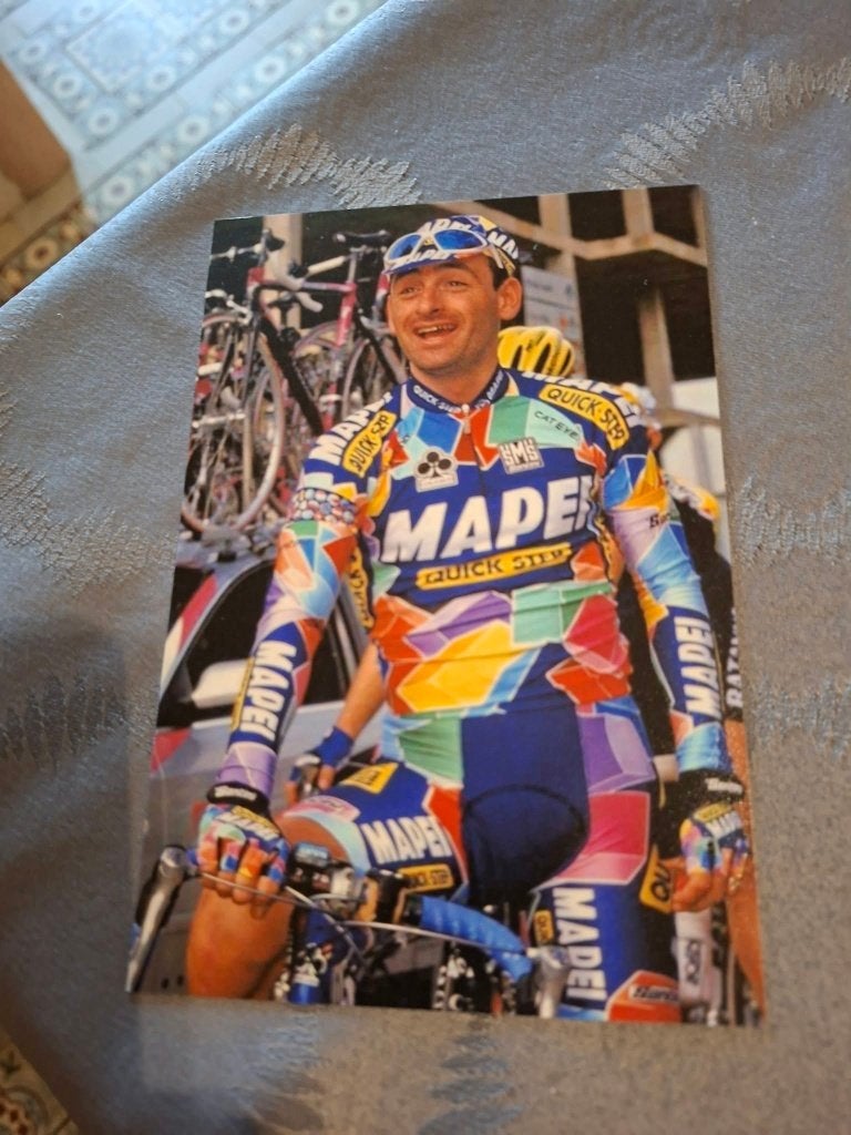 Foto (Repro) Paolo Bettini / Mapei-Quick Step, Verzamelen, Ophalen of Verzenden, Zo goed als nieuw, Overige sporten, Poster, Plaatje of Sticker