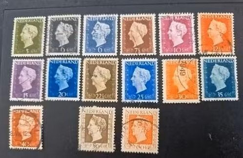 Nederland 1947-1948 - nvph 474-489 - Wilhelmina Harz - ab1, Postzegels en Munten, Postzegels | Nederland, Ophalen of Verzenden