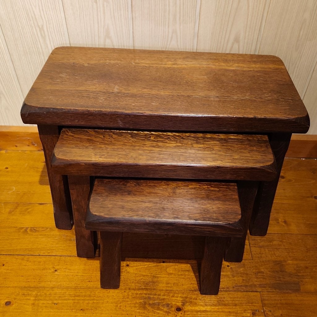 Eiken bijzettafeltjes, set van 3, Ophalen, Minder dan 45 cm, Minder dan 55 cm, Gebruikt