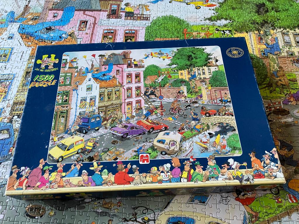 Jan van Haasteren puzzel 1500 stukjes Jumbo, Ophalen of Verzenden, 500 t/m 1500 stukjes, Zo goed als nieuw, Legpuzzel
