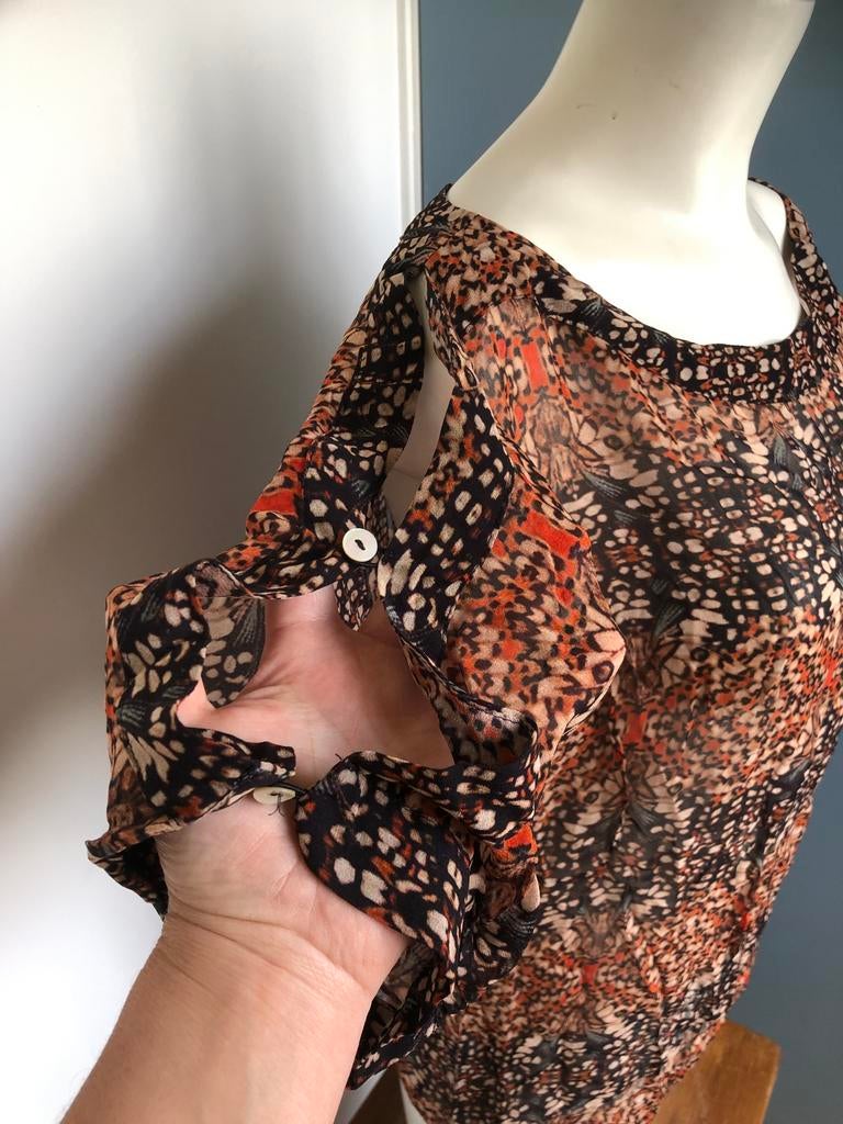 Summum woman doorschijnende top bruin zwart 40 vlinder, Kleding | Dames, Tops, Maat 38/40 (M), Summum, Zwart, Ophalen of Verzenden