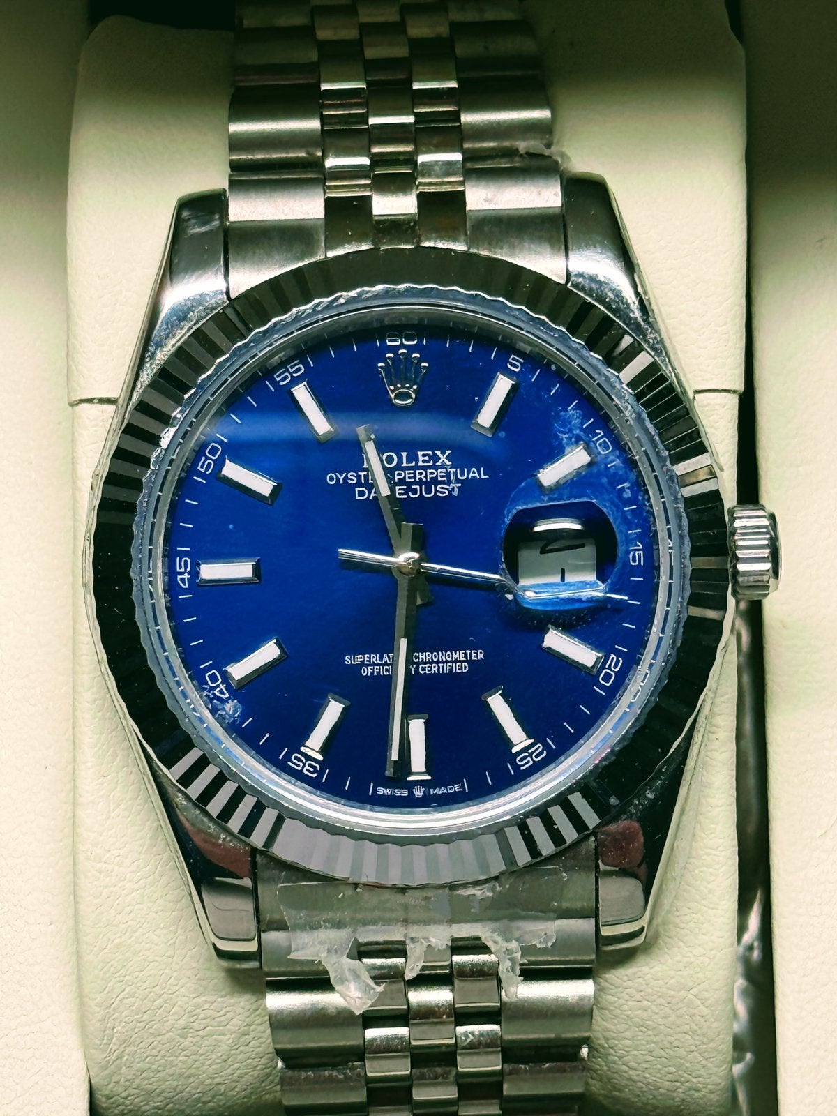 Rolex oyster perpetual date just, Staal, Polshorloge, Ophalen of Verzenden, Zo goed als nieuw