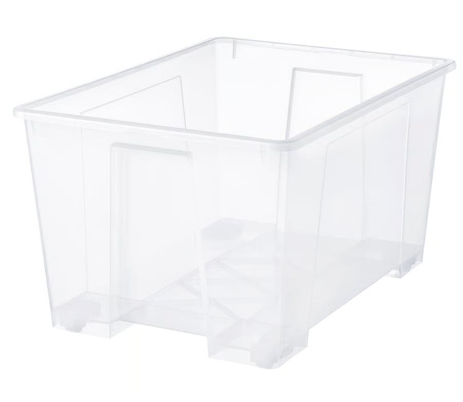2 nieuwe IKEA SAMLA bakken met deksel transparant 130 l, Ophalen, 40 tot 60 cm, Bak of Kist, 75 tot 100 cm