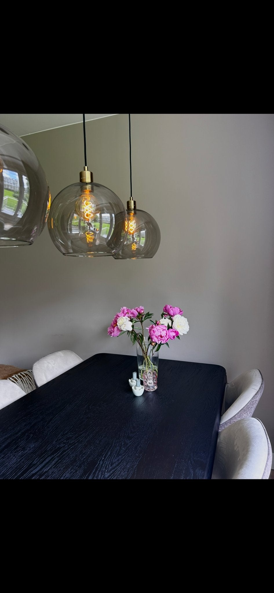 Ikea Glazen Hanglampen - Set van 3, Ophalen, Zo goed als nieuw, Glas, E27 (groot)